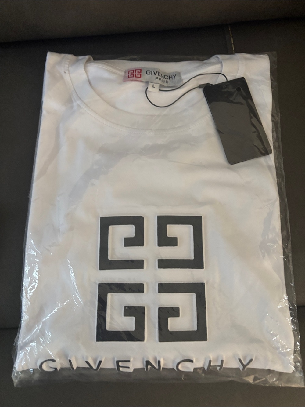 Givenchy White Short-Sleeve Tee with Black Logo